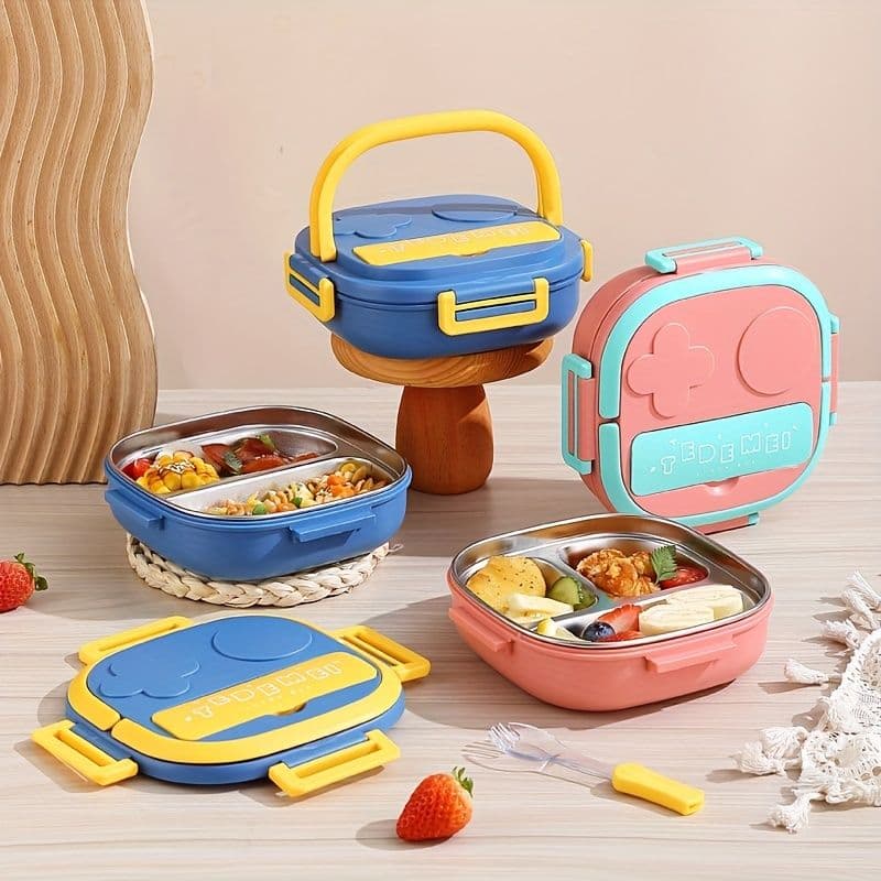 Pink Tedemei Stainless Steel Bento Box โ 2 Compartment Lunch Box for Kids